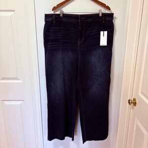 Oat New York High Rise Wide Leg Denim Crop Jeans NWT Denim Size 18W Raw Hem